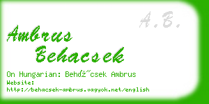 ambrus behacsek business card